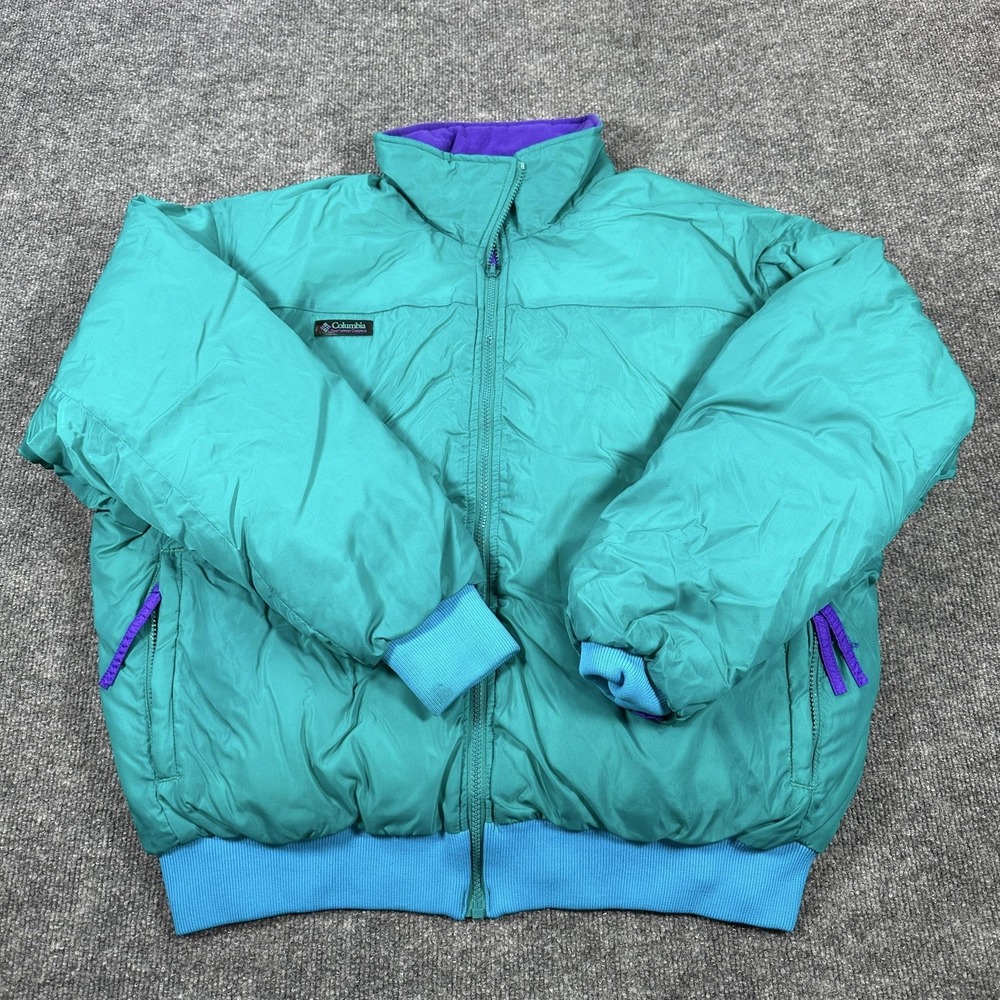 Columbia Jacket Mens XL Green Down Puffer Full Zip Pockets Outdoor Winter Ski